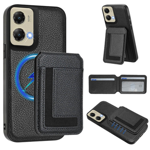 Moto G Stylus 5G 2024 CX01 Detachable Magsafe Magnetic Card Bag Phone Case - Black